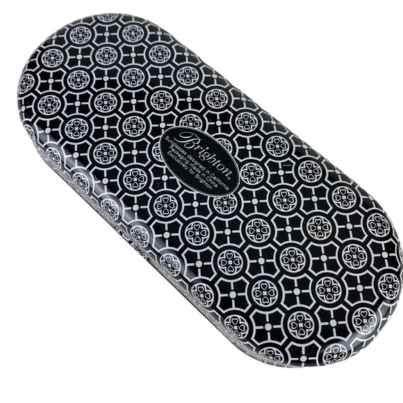 Brighton Sunglass Metal Hard Case Black White Floral Eyeglass - Picture 3 of 6